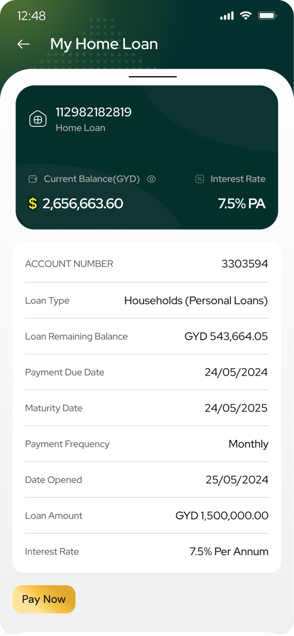Home loan screen