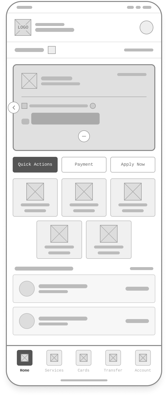 Home wireframe